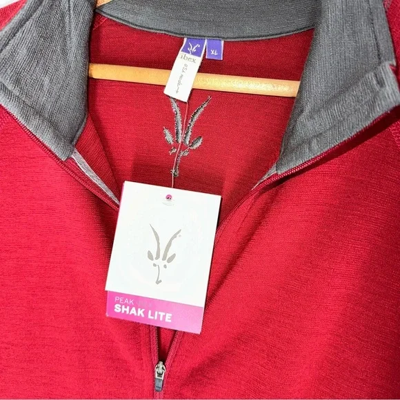 NWT Ibex Shak Lite Jacket Mens XL Red Full Zip Merino Wool Outdoor New Hiking - Picture 7 of 10